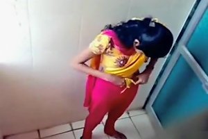 Indian College Girl Caught On Camera Doing It In The Restroom